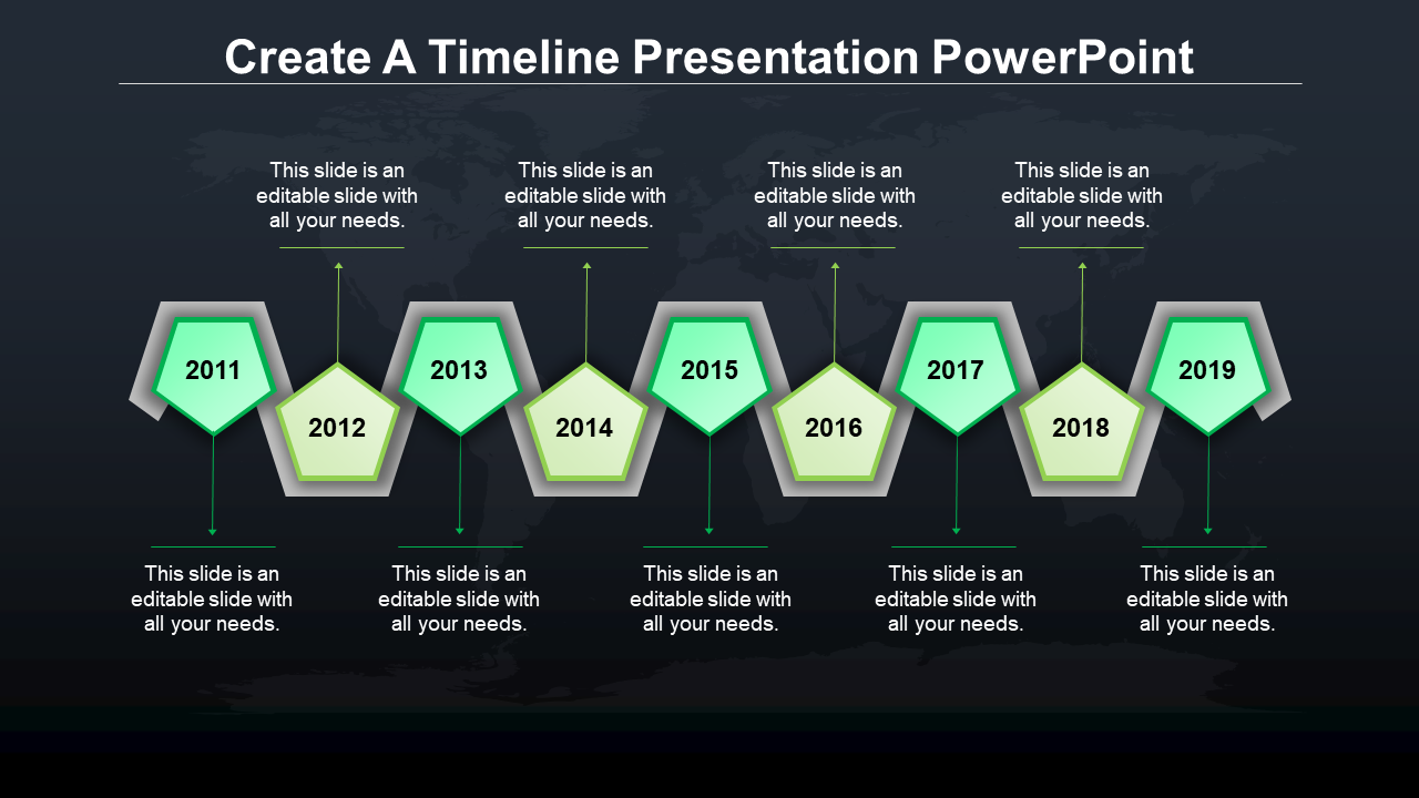 timeline presentation powerpoint-green
